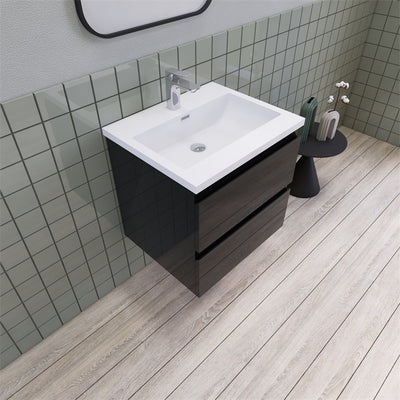 Magpie Floating Vanity in Glossy Black (24-84 inches)