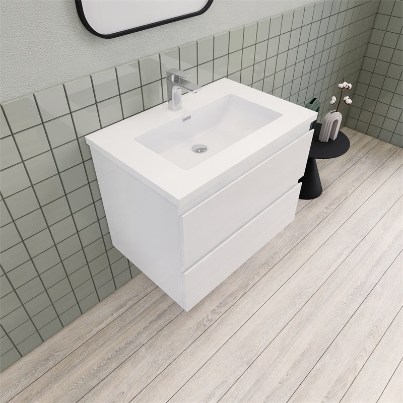 Magpie Floating Vanity in High Gloss White (24-84 inches)