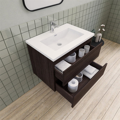 30" Magpie Floating Vanity in Dark Grey Oak