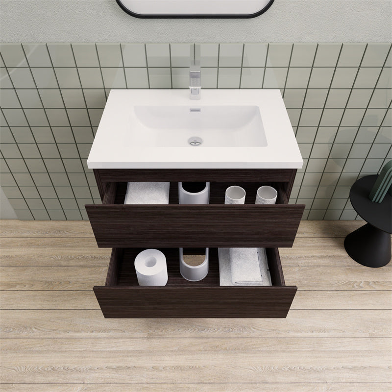 30" Magpie Floating Vanity in Dark Grey Oak