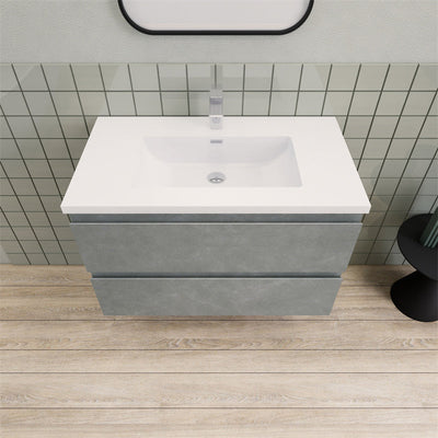 36" Magpie Floating Vanity in Cement Gray