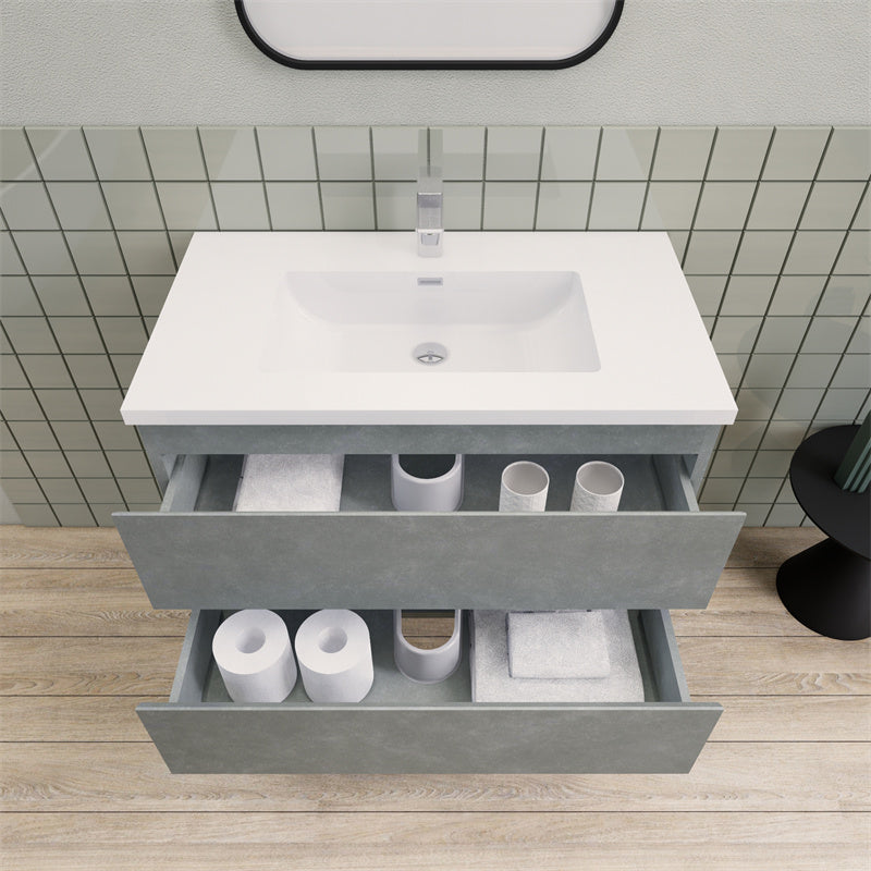 36" Magpie Floating Vanity in Cement Gray