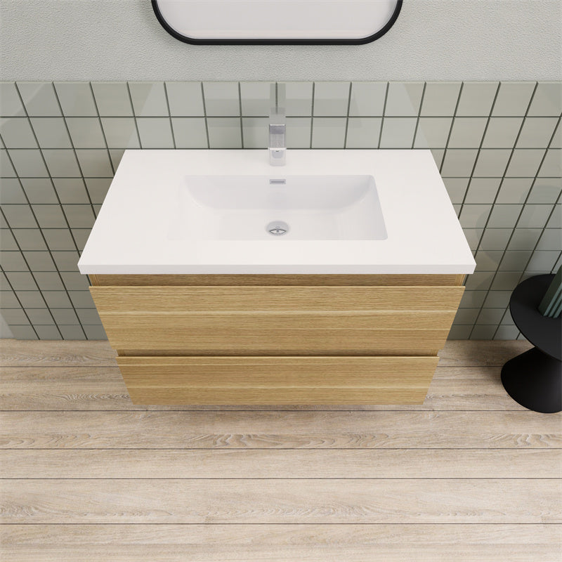 Magpie Floating Vanity in White Oak (24-84 inches)