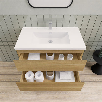 Magpie Floating Vanity in White Oak (24-84 inches)