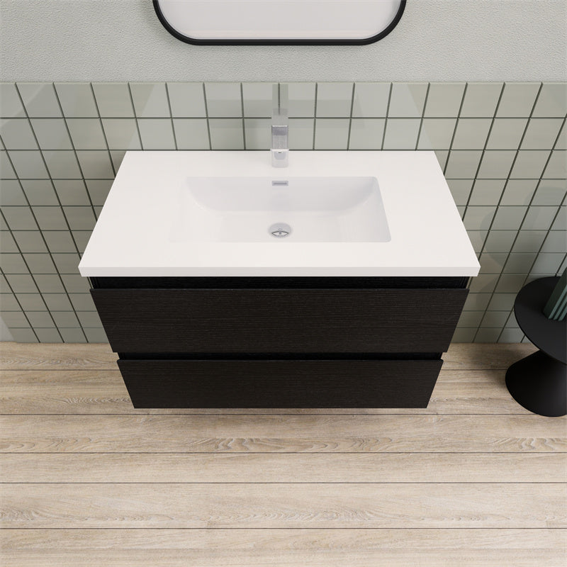 Magpie Floating Vanity in Rich Black Oak (24-84 inches)