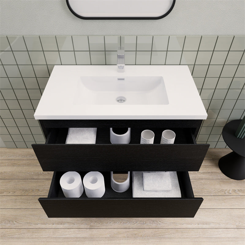 Magpie Floating Vanity in Rich Black Oak (24-84 inches)