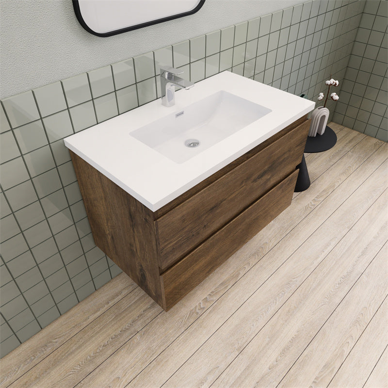 Magpie Floating Vanity in Rose Wood (24-84 inches)