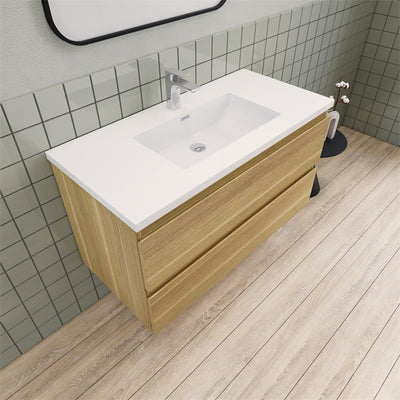 Magpie Floating Vanity in White Oak (24-84 inches)