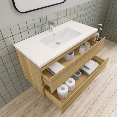 Magpie Floating Vanity in White Oak (24-84 inches)