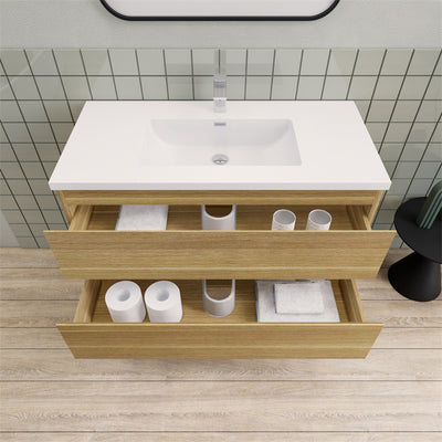 Magpie Floating Vanity in White Oak (24-84 inches)