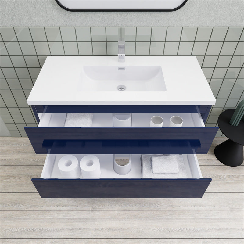 Magpie Floating Vanity in High Gloss Blue (24-84 inches)