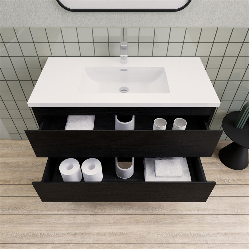 Magpie Floating Vanity in Rich Black Oak (24-84 inches)