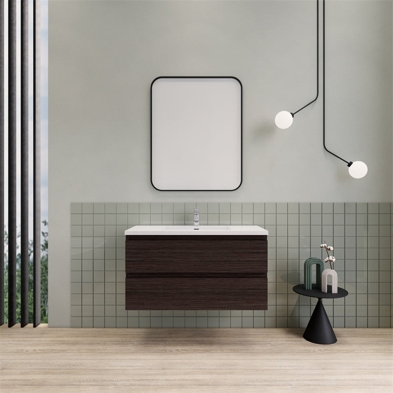 Magpie Floating Vanity in Dark Grey Oak (24-84 inches)