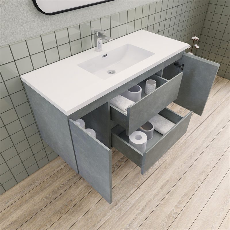 Magpie Floating Vanity in Cement Gray (24-84 inches)