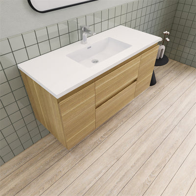 Magpie Floating Vanity in White Oak (24-84 inches)