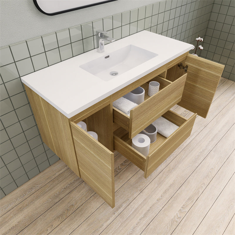 Magpie Floating Vanity in White Oak (24-84 inches)