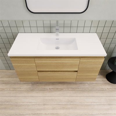 Magpie Floating Vanity in White Oak (24-84 inches)