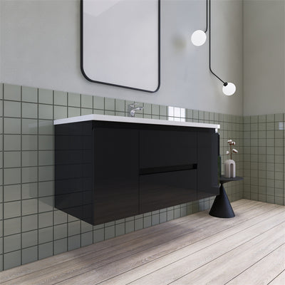 Magpie Floating Vanity in Glossy Black (24-84 inches)