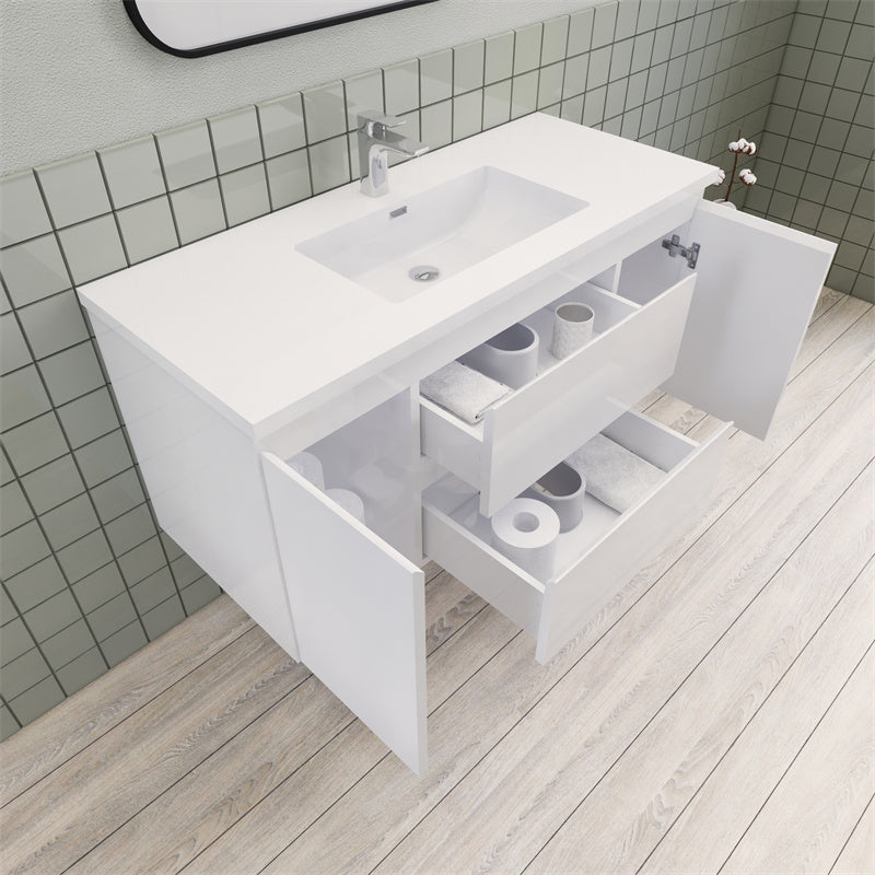 Magpie Floating Vanity in High Gloss White (24-84 inches)