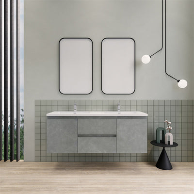 60" Double Sink Magpie Floating Vanity in Cement Gray