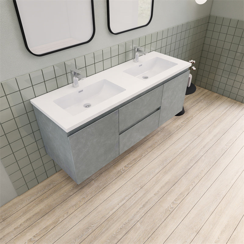 Magpie Floating Vanity in Cement Gray (24-84 inches)