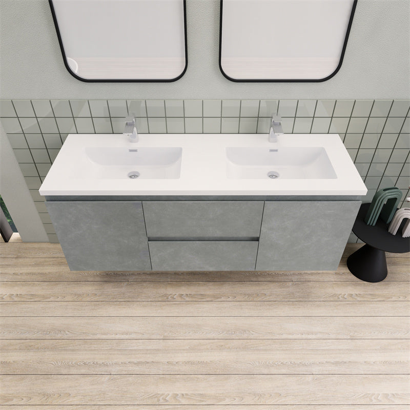 Magpie Floating Vanity in Cement Gray (24-84 inches)
