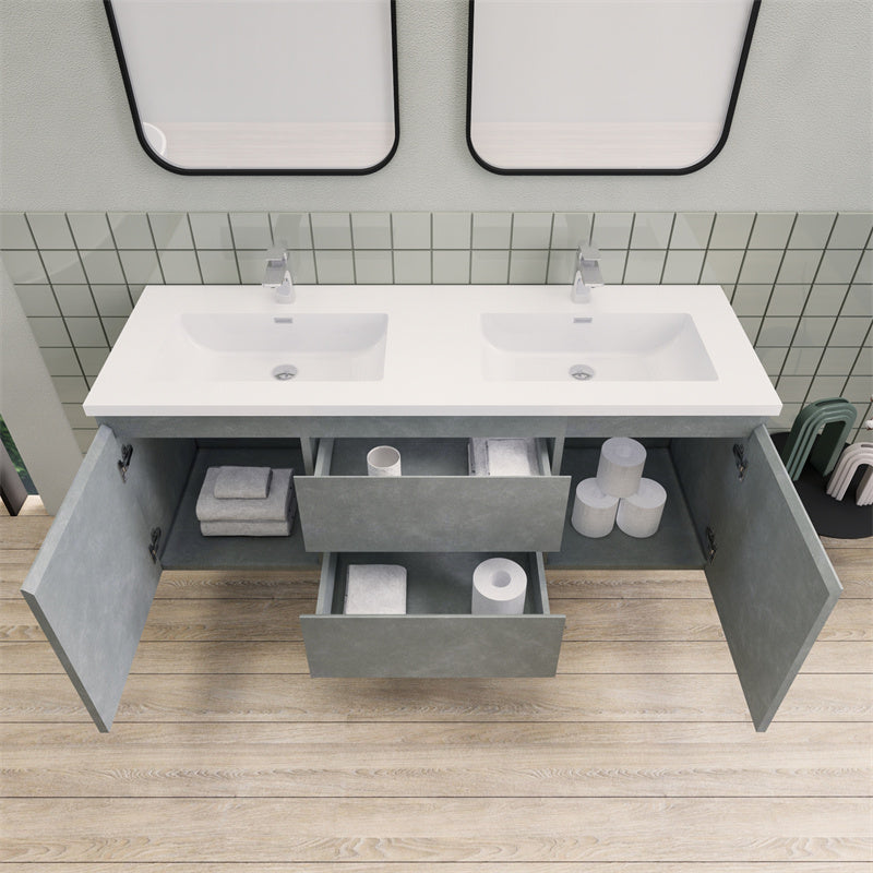 Magpie Floating Vanity in Cement Gray (24-84 inches)