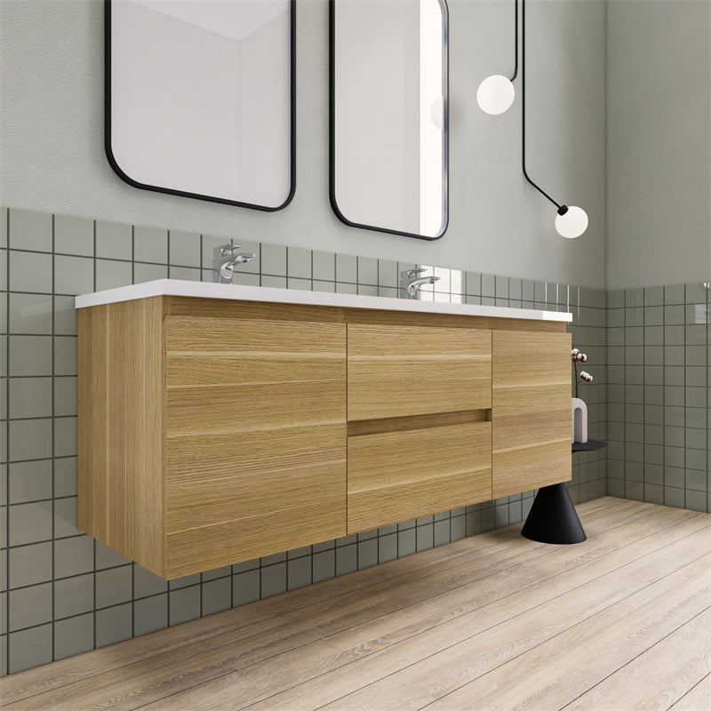 Magpie Floating Vanity in White Oak (24-84 inches)