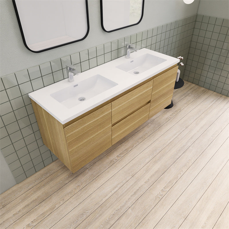 Magpie Floating Vanity in White Oak (24-84 inches)