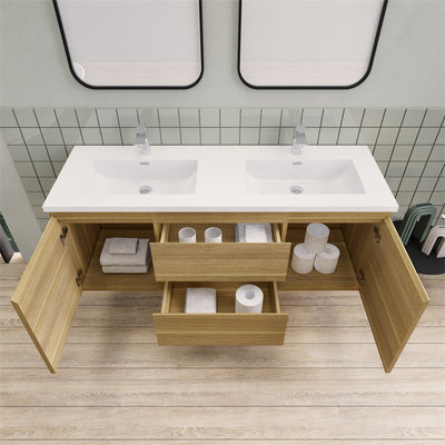 Magpie Floating Vanity in White Oak (24-84 inches)