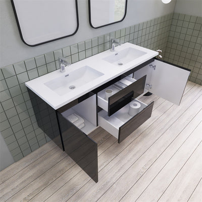 Magpie Floating Vanity in Glossy Black (24-84 inches)