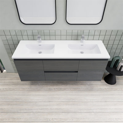 Magpie Floating Vanity in High Gloss Gray (24-84 inches)