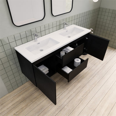 Magpie Floating Vanity in Rich Black Oak (24-84 inches)