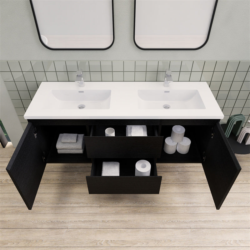 Magpie Floating Vanity in Rich Black Oak (24-84 inches)