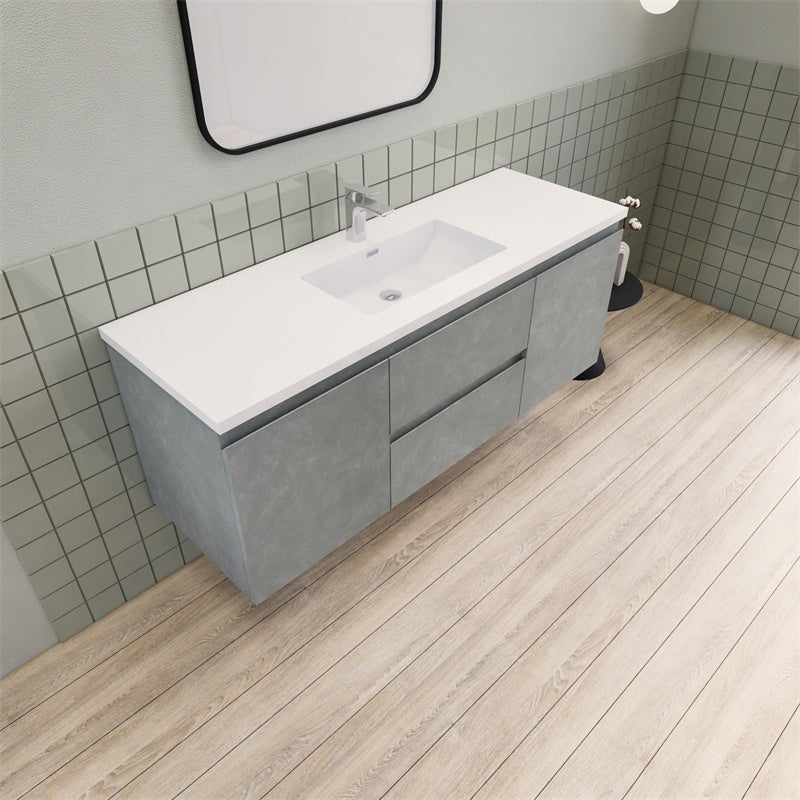 Magpie Floating Vanity in Cement Gray (24-84 inches)