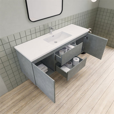 60" Magpie Floating Vanity in Cement Gray