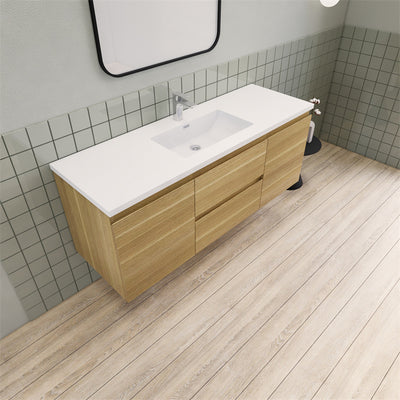 Magpie Floating Vanity in White Oak (24-84 inches)