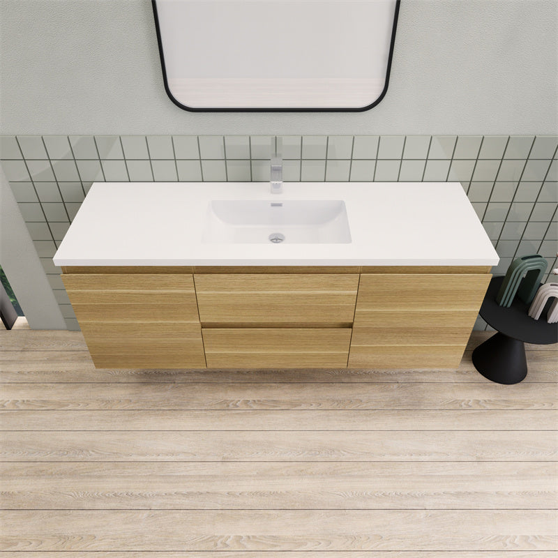 Magpie Floating Vanity in White Oak (24-84 inches)