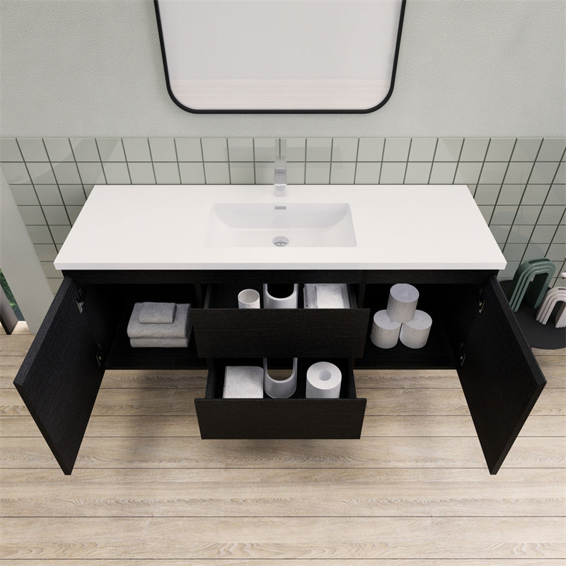 Magpie Floating Vanity in Rich Black Oak (24-84 inches)