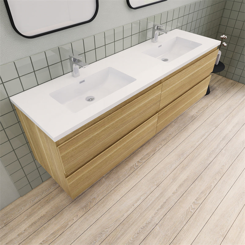 Magpie Floating Vanity in White Oak (24-84 inches)