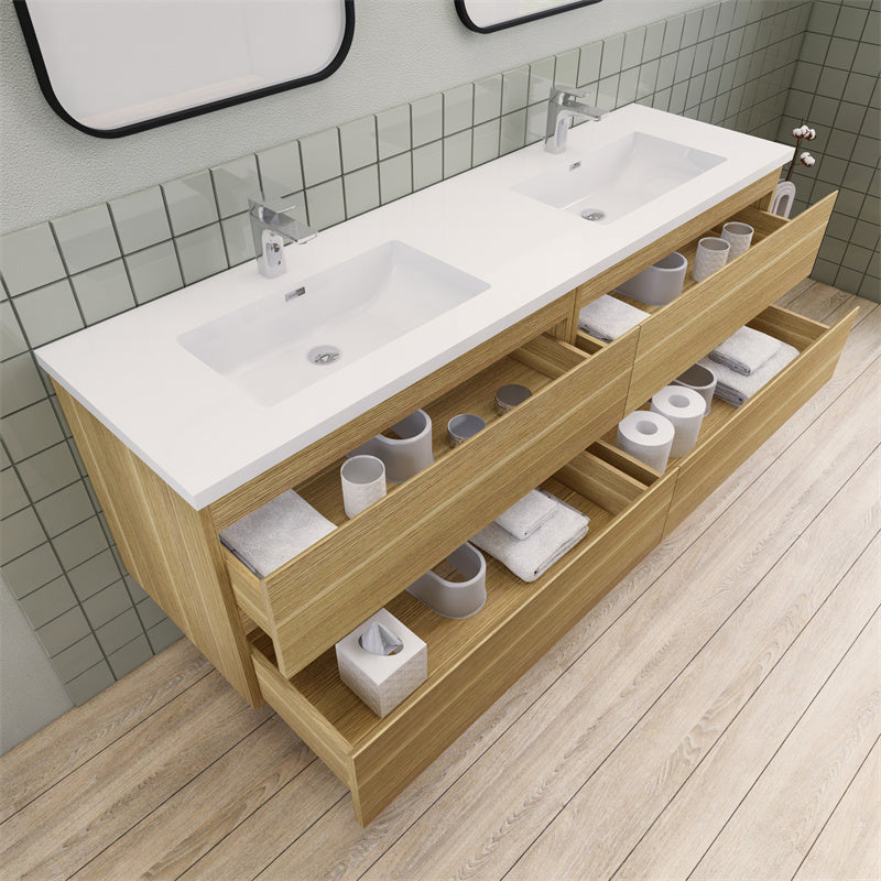 Magpie Floating Vanity in White Oak (24-84 inches)