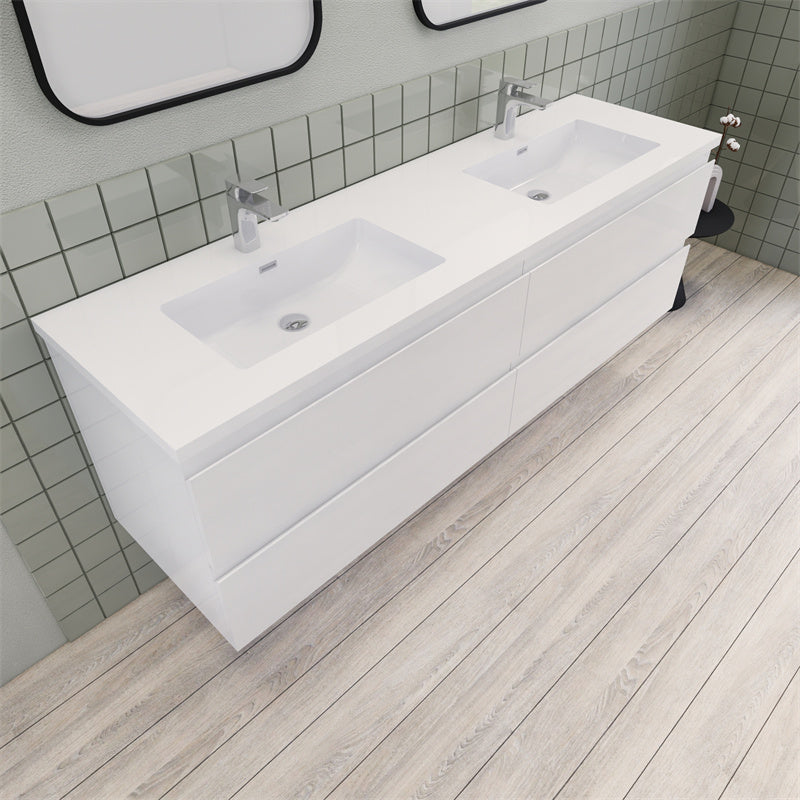 Magpie Floating Vanity in High Gloss White (24-84 inches)