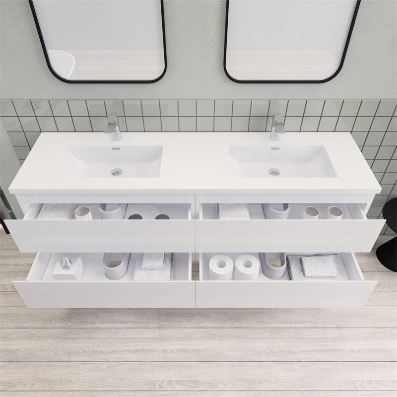 Magpie Floating Vanity in High Gloss White (24-84 inches)