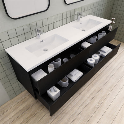 Magpie Floating Vanity in Rich Black Oak (24-84 inches)