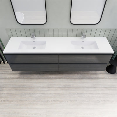 Magpie Floating Vanity in High Gloss Gray (24-84 inches)