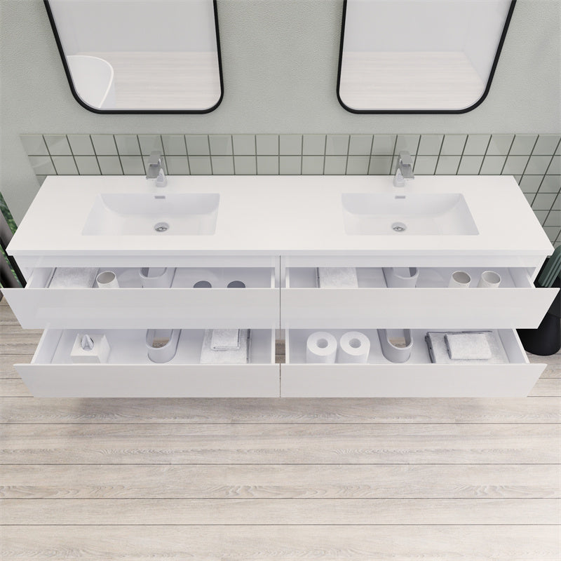 Magpie Floating Vanity in High Gloss White (24-84 inches)