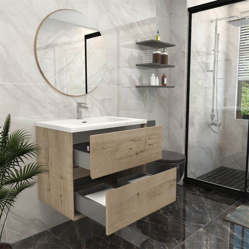 Pacifica Floating Vanity in Light Oak (24-84 inches)