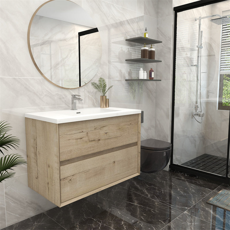 Pacifica Floating Vanity in Light Oak (24-84 inches)