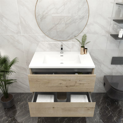 Pacifica Floating Vanity in Light Oak (24-84 inches)