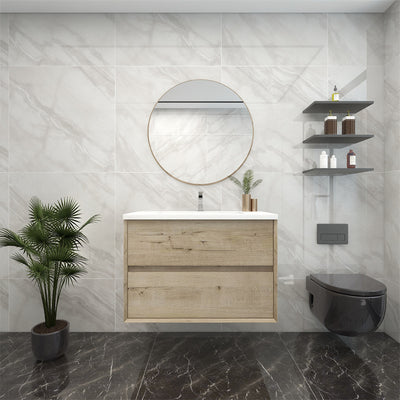 Pacifica Floating Vanity in Light Oak (24-84 inches)